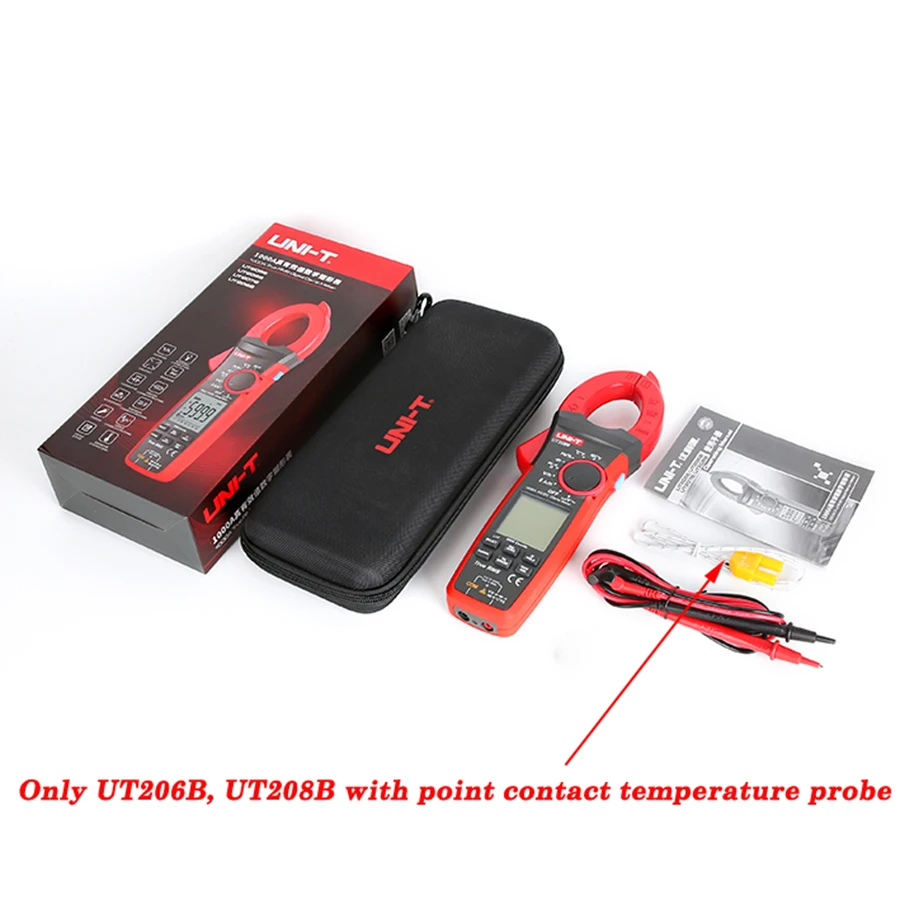 UNI T UT206B UT207B UT208B true эффективное значение Цифровые токоизмерительные клещи 1000A 1000 В