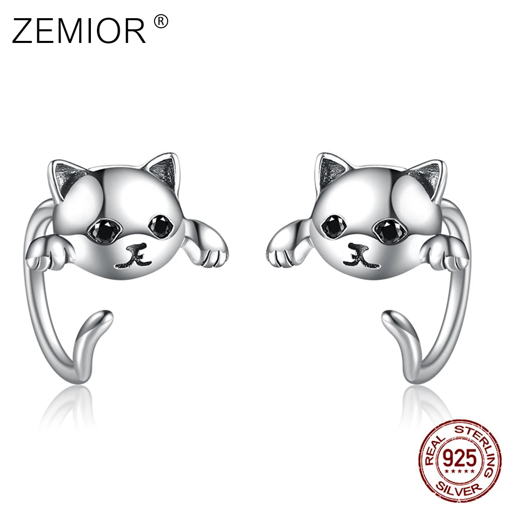 

ZEMIOR S925 Silver Earrings Fine Lucky Cat Tail Animal Earring Bulk For Women Jewelry Send Girlfriend Birthday Jewelry Gift