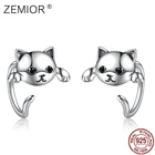 ZEMIOR S925 серебряные серьги тонкой Lucky Cat хвостом животного серьги оптом для женщин, ювелирное изделие, подарок для девушки Ювелирное Украшение на день рождения