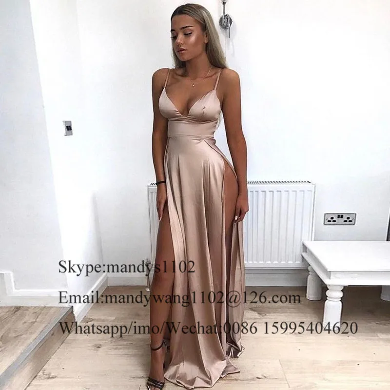 Длинные вечерние платья Mbcullyd цвета шампань для выпускного вечера 2020 сексуальное
