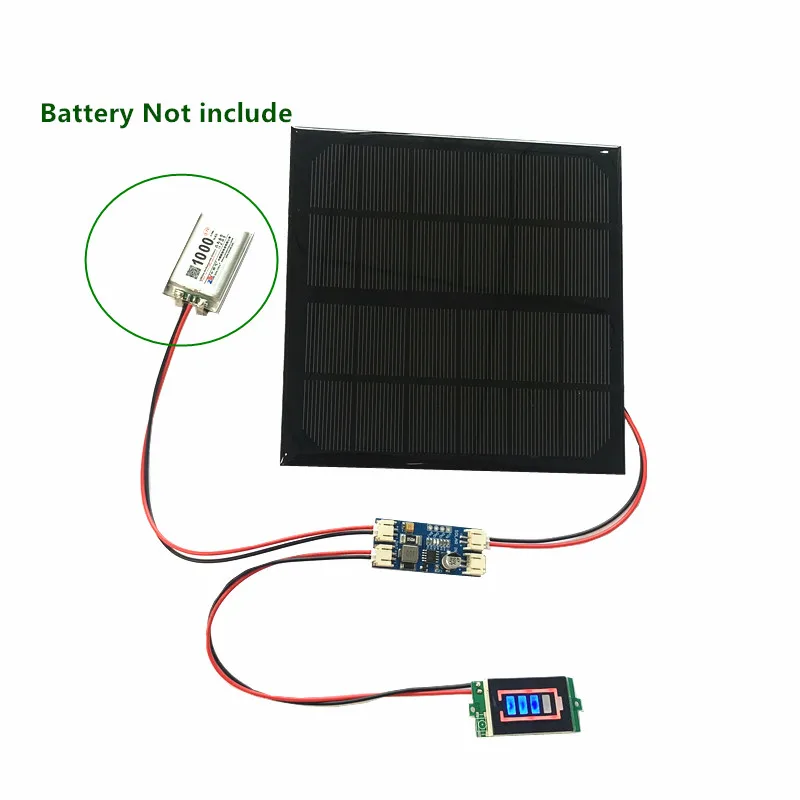 

6V 3W 4.5W 6W 10W 9V 2W 4.2W 12V 2W 3W Solar panel with Solar min battery charger with battery display DIY KIT PH 2.0 Cable