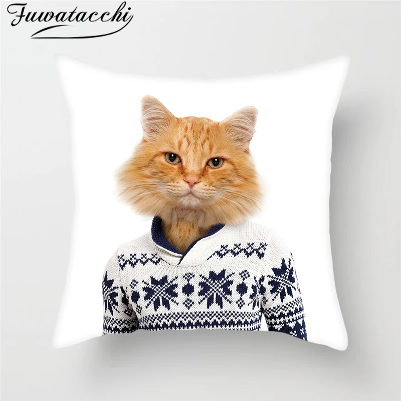 Чехол на подушку Fuwatacchi Mr Cat с милым изображением диких животных утки собаки тигра