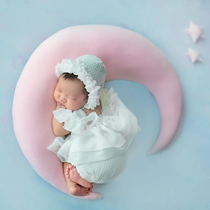 Conjunto de almohada y estrellas para beb&eacute; reci&eacute;n nacido, accesorios de fotograf&iacute;a para sesi&oacute;n de fotos-0