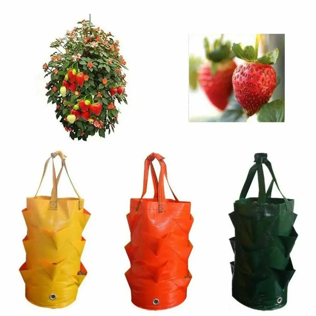 

3 Gallon Strawberry Planting Bag Pot Planter Growing Gardening Grow Container Plant Growth Bags Breathable Bag