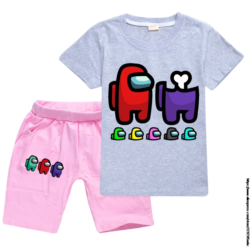 Children Clothing Sets Summer Girls Game Among Us T Shirt Kids Clothes Sport Casual Toddler Baby 2 Pcs Suits |