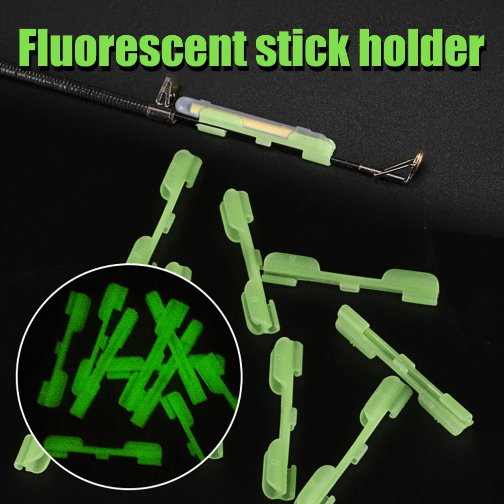 

20pcs Night Fishing Rod Tip Light Holder Stick Replacement Luminous Green Outdoor Fishing Tackle Accessory Clips
