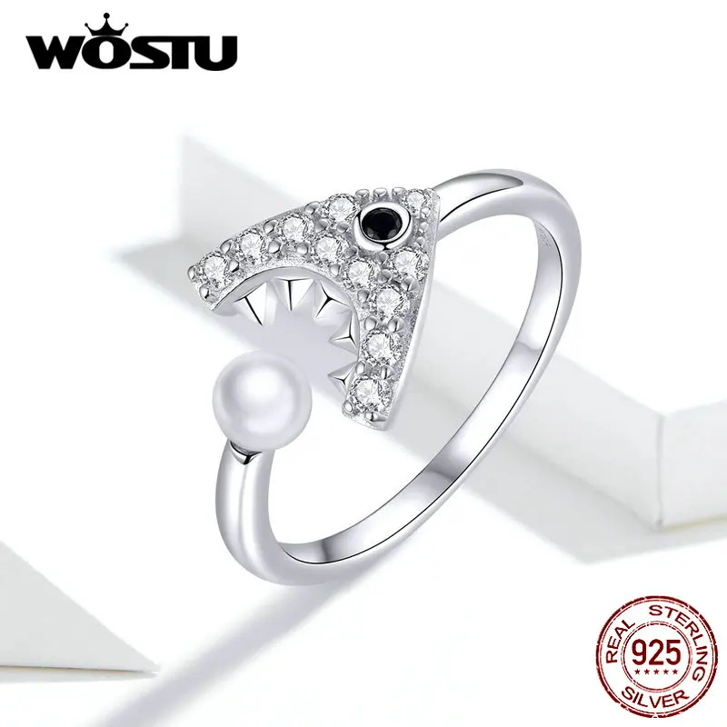WOSTU Настоящее 925 пробы Серебряное обручальное кольцо Регулируемый Открытый Размер обручальное кольцо для женщин модное ювелирное изделие подарок