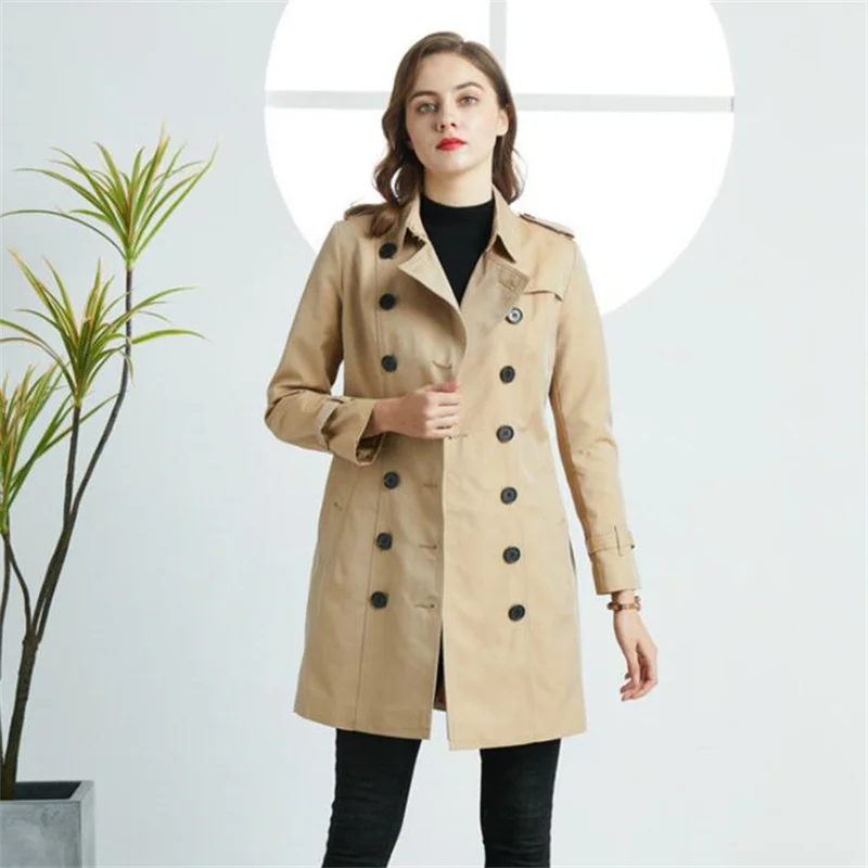 Spring autumn trench coats women's mid-length clothes new fashion double-breasted windbreaker color matching korean slim coat