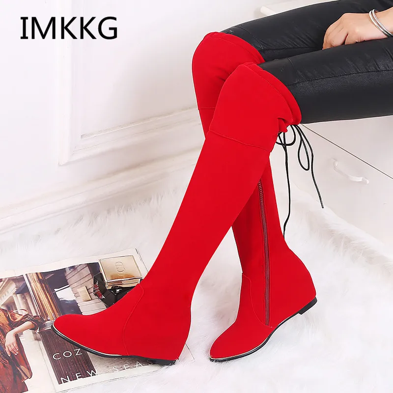 Женские сапоги сезон осень зима 2018 женские модные на плоской подошве Сапоги выше