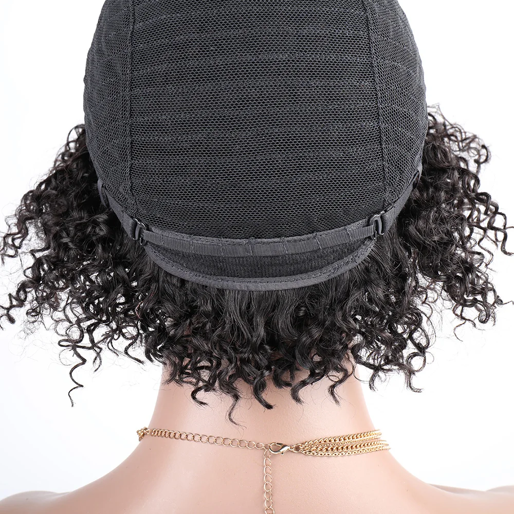 

Short Curly Human Hair Wig Brazlian Hair Remy Hair Machine Made Natural Color Short Human Hair Curly Wig For Black Women