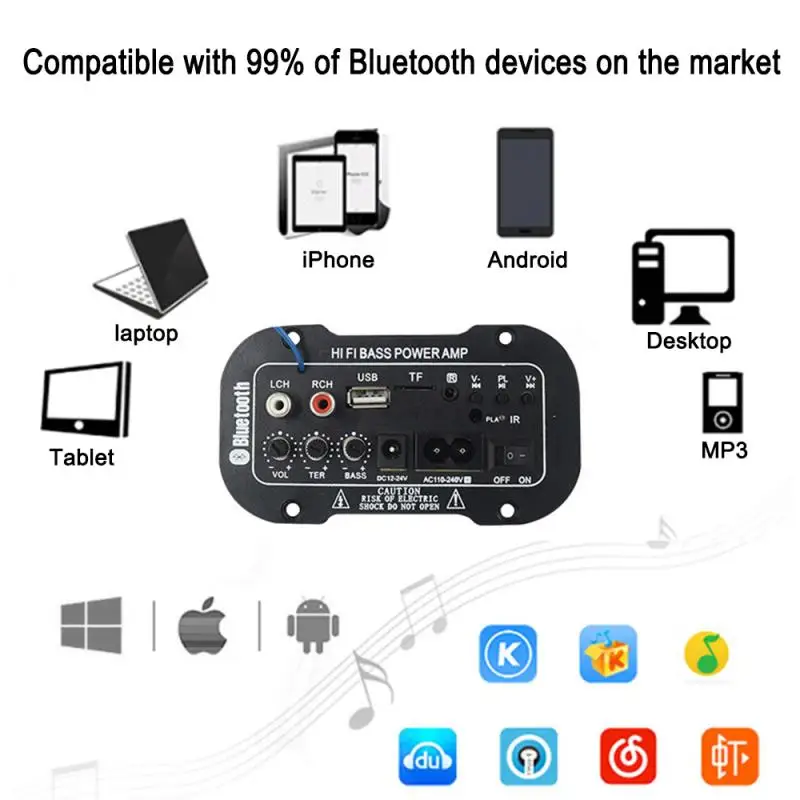 Цифровой усилитель звука 2 1 Hi Fi мощности басов мини автомобильный Bluetooth USB TF пульт