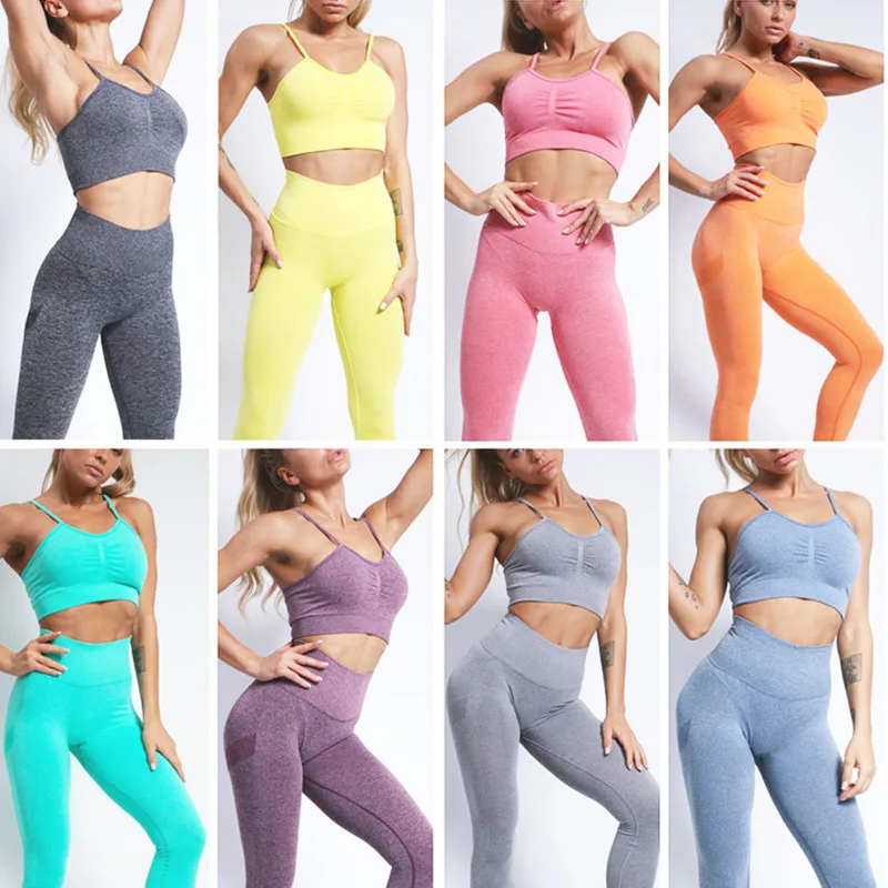 

Seamless Yoga Set for Women Sleeveless Bra Tops and Pant Suit Hip-Lift Sportswear Breathable Running Sets Fitness Clothing U531