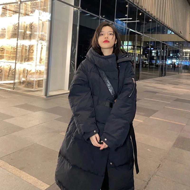 

2021 Autumn Winter New Women Cotton-padded Long Jacket Lady Loose Zipper Fashion Hooded Coat Female Casual Solid Outerwear