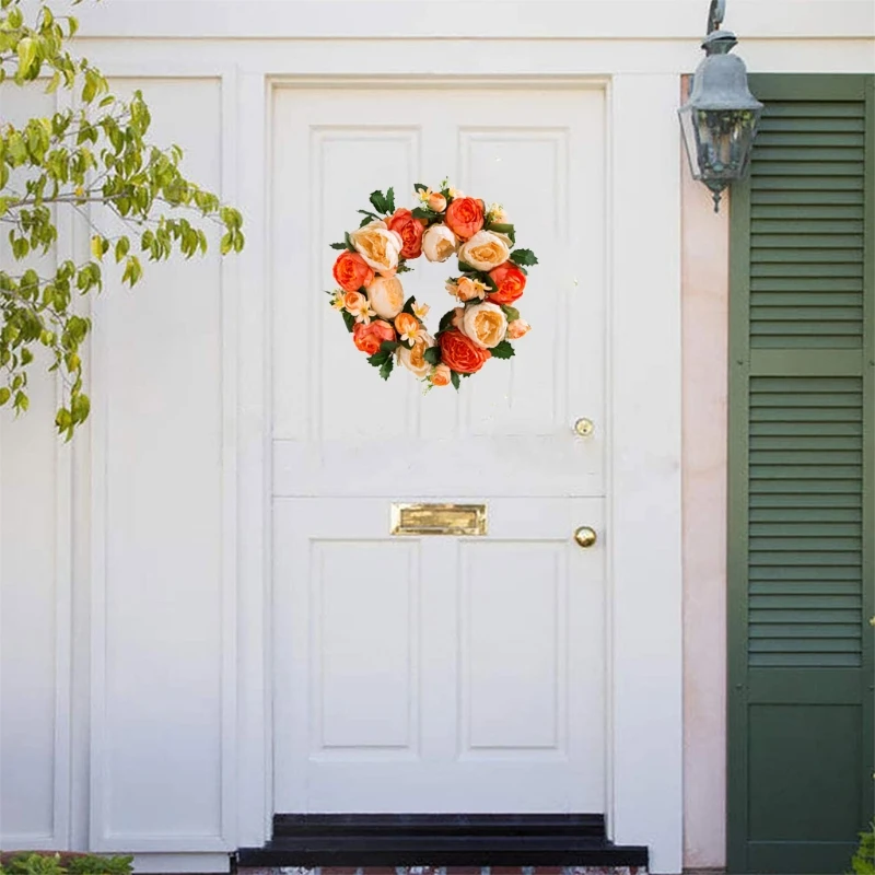 

Peony Flower Wreath Handmade Artificial Garland for front Door Wall Wedding Party Home Decor GXMA