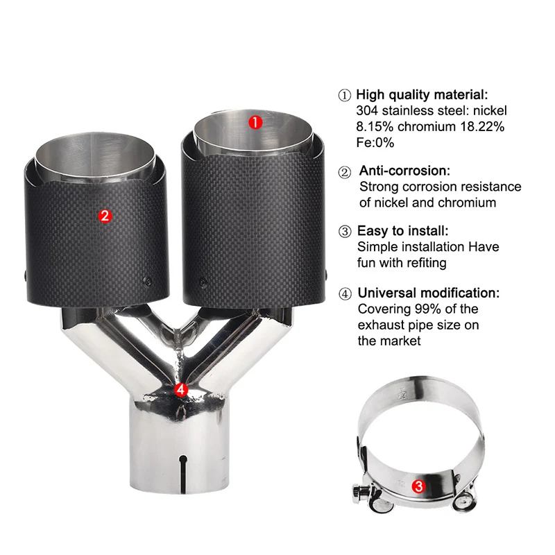 Dasbecan Y Модель двойная неравная левая задняя выхлопная труба универсальная