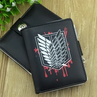 anime classic attack on titan printing pu leather wallet men women bifold credit card holder short purse male coin purse