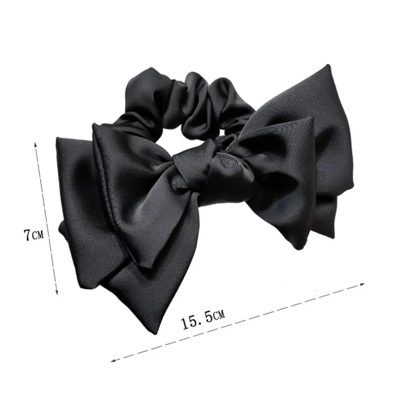 

Fashion Three-layer Satin Barrette Bow Hair Tie Ponytail Holder Bow Elastic Hair Accessories For Women Hair Band Ribbon Headwear
