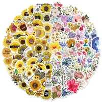 100pcs flash flowers sunflower rose stickers for notebooks stationery scrapbook stickers scrapbooking material craft supplies