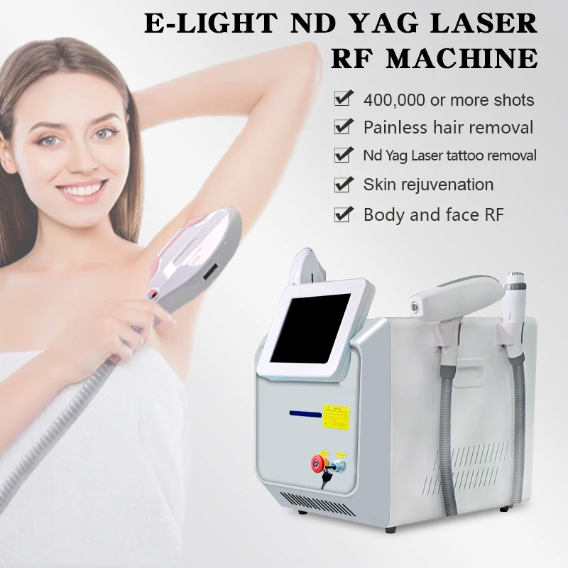 

2022 Newest Factory price 360 Magneto Optical Laser Machine 3 in 1 Multifuctional OPT Elight Nd Yag Laser RF Machine With CE