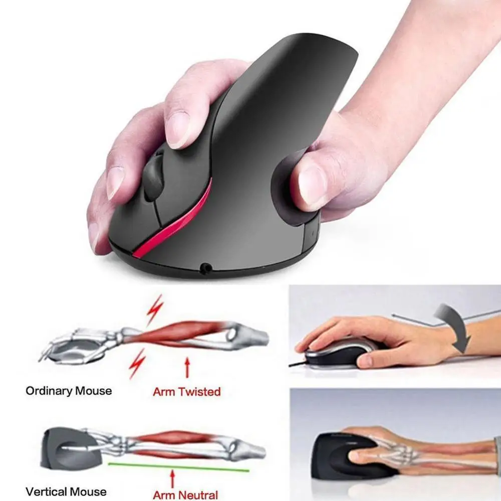 Новая беспроводная мышь эргономичная оптическая 2 4G 2400DPI цветная светильник мыши