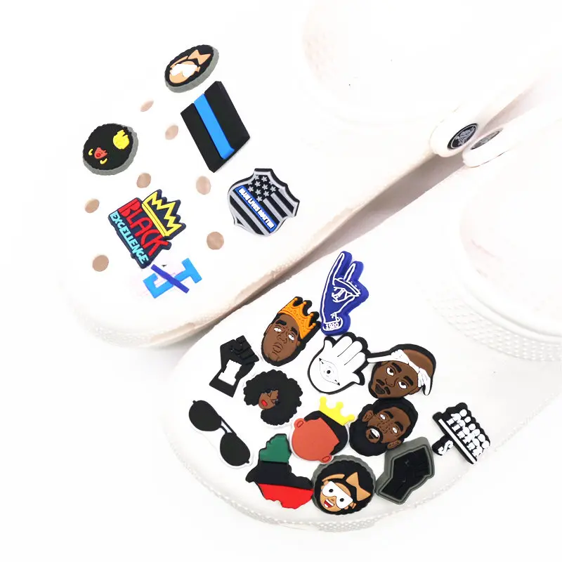 1pcs I Can Not Breathe Shoe Charms Accessories Black lives matter fist Portraits BGM BLM PVC JIBZ for Croc Shoe Charm Decoration