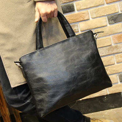 Мужской Новый портфель из искусственной кожи черная модная деловая сумка через