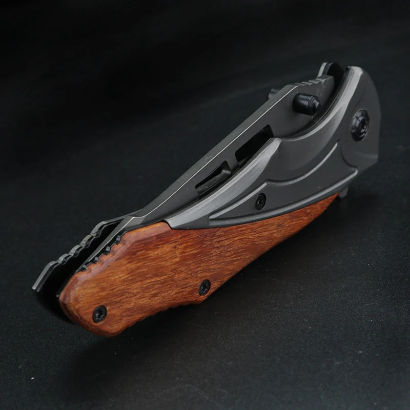 Брендовый дамасский складной нож 7CR18MOV титановое лезвие деревянная ручка острые