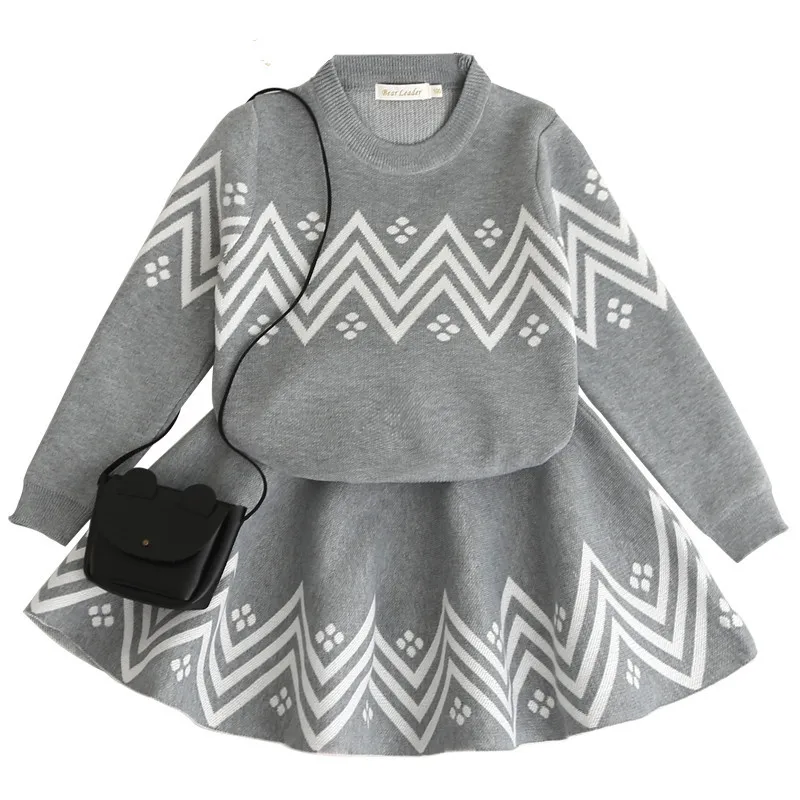 Осенне зимняя трикотажная куртка + юбка комплект из 2 предметов одежда для