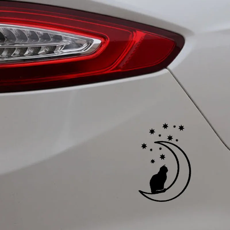 

Langru 10.1CM*15CM Cat Moon And Stars Pet Animal Decal Vinyl Car Sticker Jdm