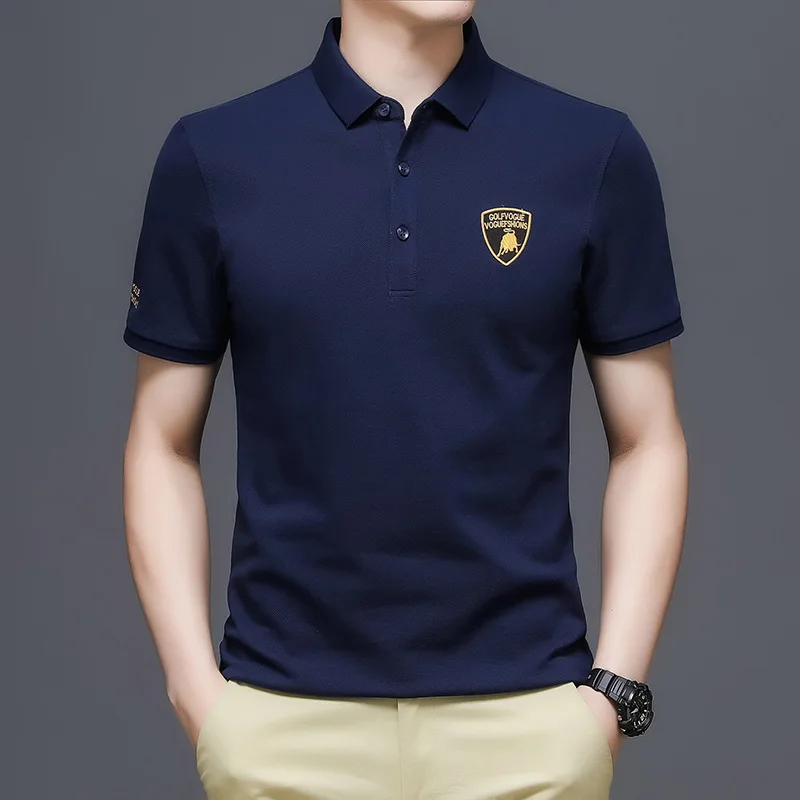 

Short sleeve t-shirt men's casual Lapel 2021 summer new embroidery men's Polo Shirt pure cotton thin men's wear