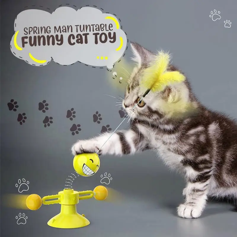 

Pet Toy For Cat New Spring-Man Spinning Cat Toy Turntable Funny Cat Stick Pet Toy Scratching Interactive Toys Play Fun With Cat