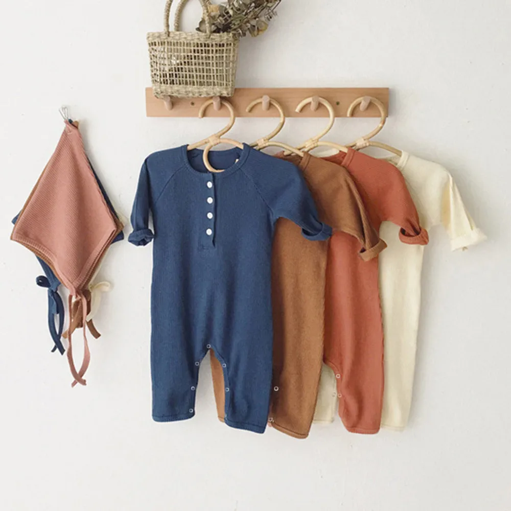 

Комбинезон детский, для мальчиков и девочек, хлопок, с длинным рукавом, однотонный, вязаный