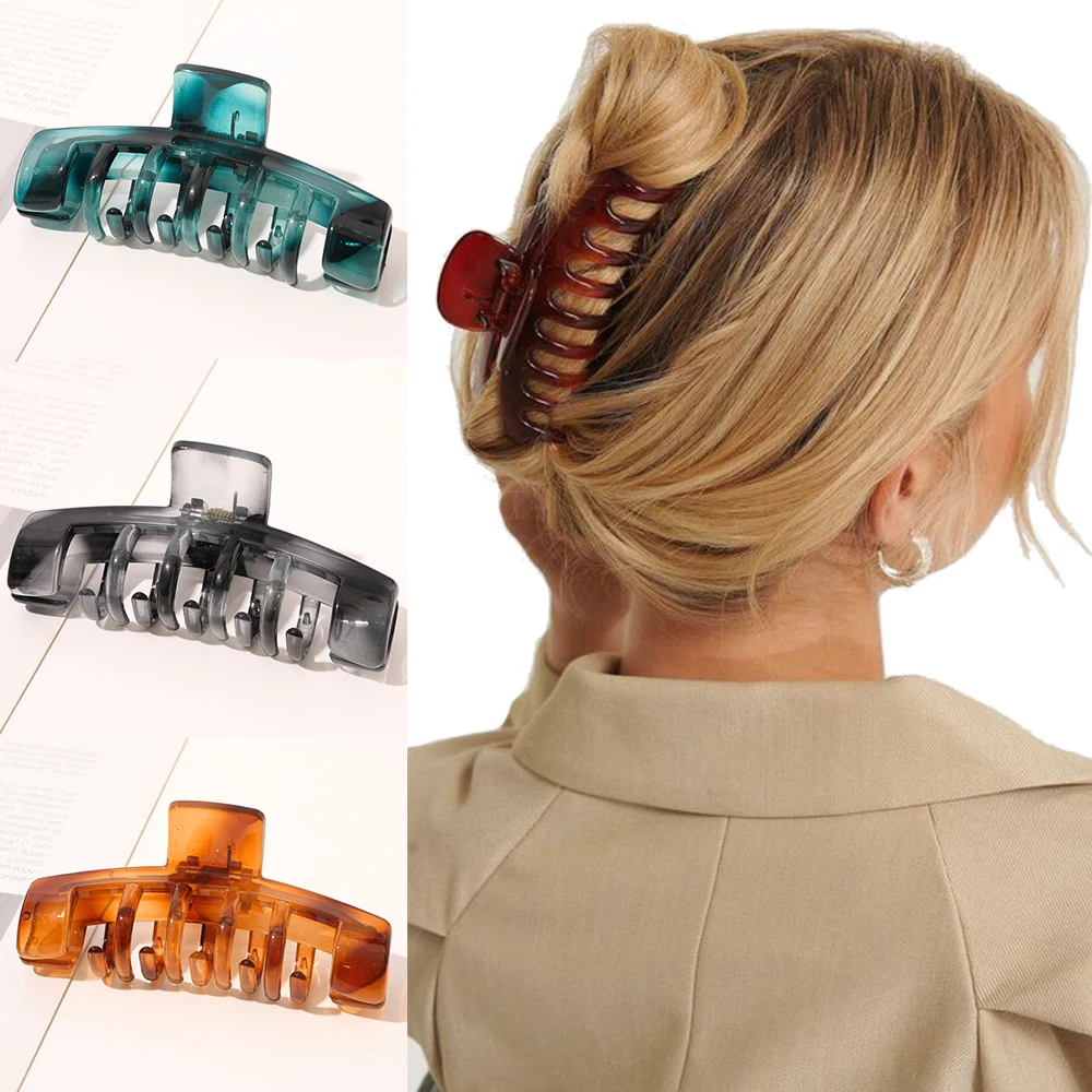 

Solid Color Hair Claw Clips Large Barrette Crab Hairpins Bath Ponytail Hairgrip For Women Girls Hair Accessories Style Headdress
