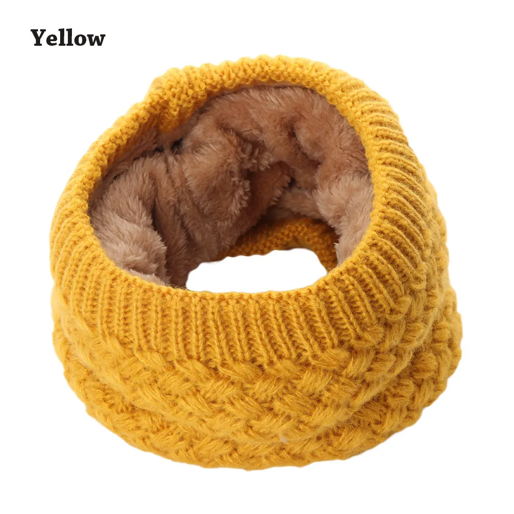 New Yellow Модные зимние шарфы для женщин, шарфы с кольцом, шейный платок, толстые теплые аксессуары для шеи, детский шарф с воротником - Цвет: New Yellow