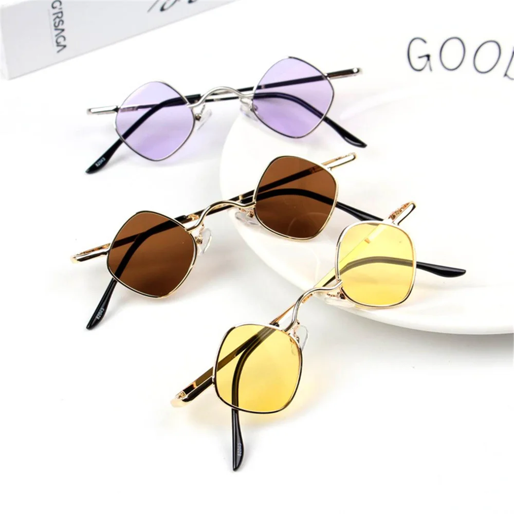 Детские Винтажные Солнцезащитные очки в металлической оправе с ромбовидным