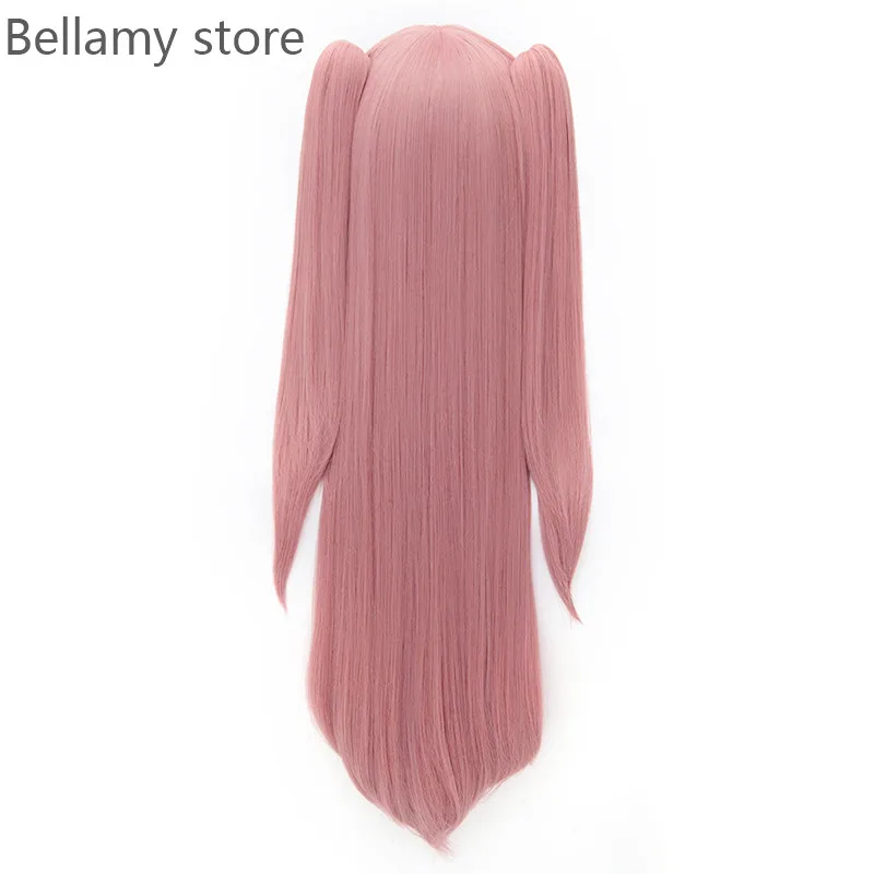 Аниме "Серафим конца" Крюл Тепес длинная прямая розовая хвостик-пони из термостойкого косплейного парика с накладкой+накладка на парик.