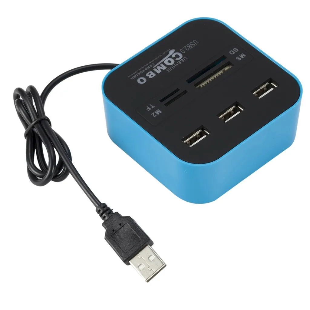 Высокоскоростной Usb 2 0 концентратор Горячая замена 3 порта с кардридером мини