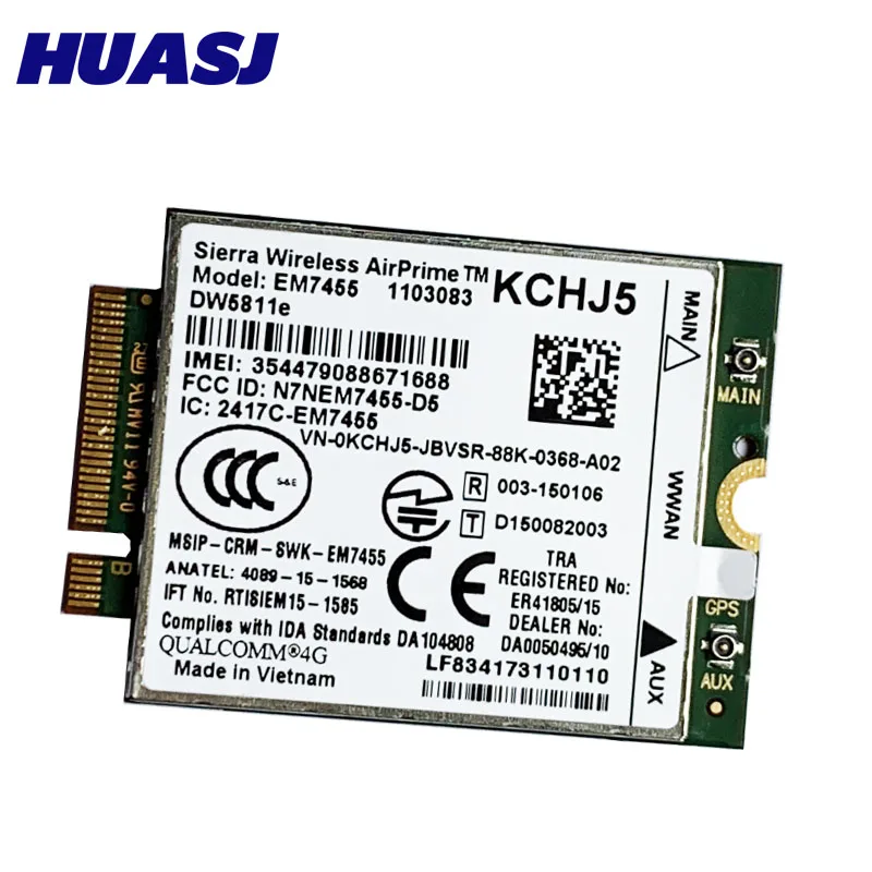 Плата WLAN Huasj EM7455 DW5811E FDD/TDD LTE CAT6 4G модуль Gobi6000 для E7270 E7470 E7370 E5570 E5470|3G модемы| |