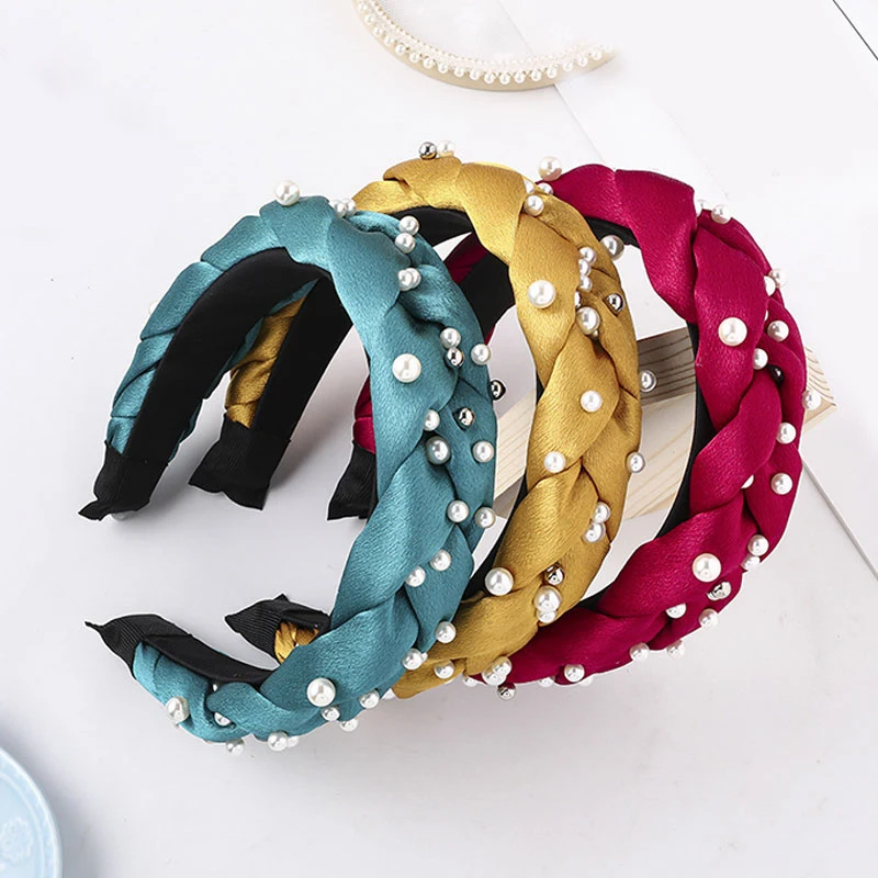 Корейский Плетеный ободок для волос Женский тканевый с узлом винтажный твист