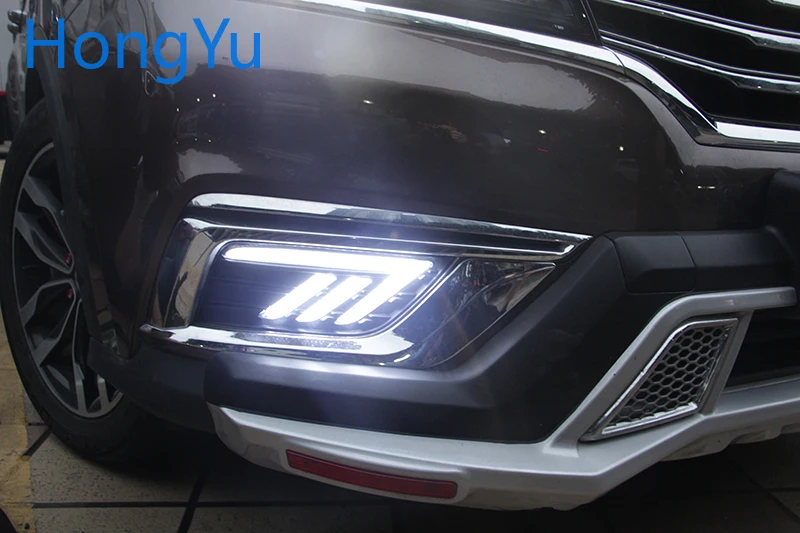 LED DRL For Roewe RX5 2016 2017 2018 2019 Daytime Running Lights Fog Lamp Cover with Yellow Turn Signal Functions | Автомобили и