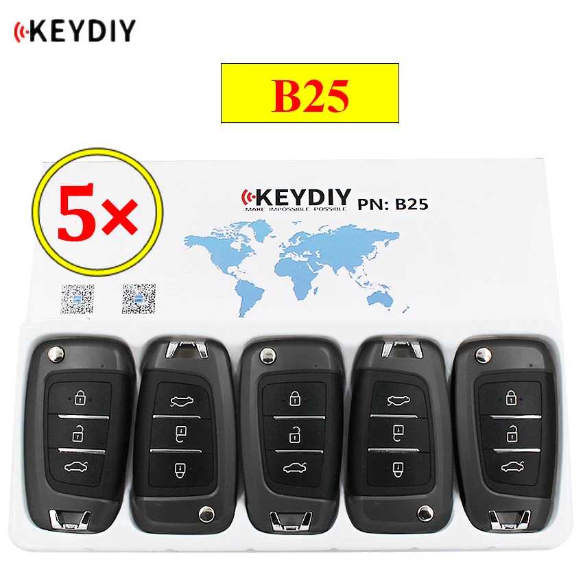 Фото Универсальный пульт дистанционного управления KD 5 шт./лот KEYDIY B series B25 с 3 кнопками для KD200 KD900 KD900 + URG200 KD-X2 mini KD №1