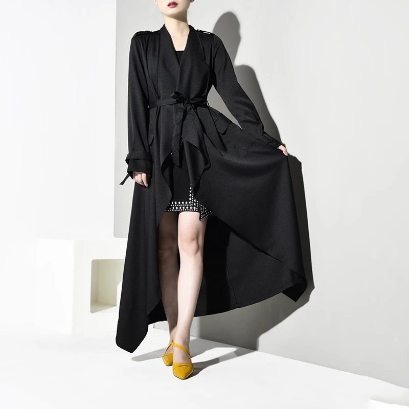 LANMRE 2018 новый модный Свободный Повседневный большой длинный кардиган ветровка