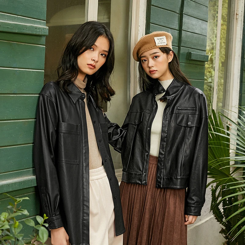 Женская куртка с длинным рукавом и воротником-стойкой свободного покроя