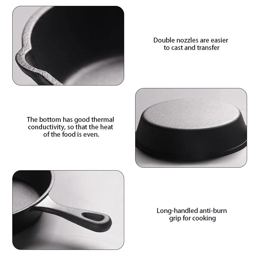 Чугунная антипригарная сковорода с длинной ручкой для жарки газовых индукции