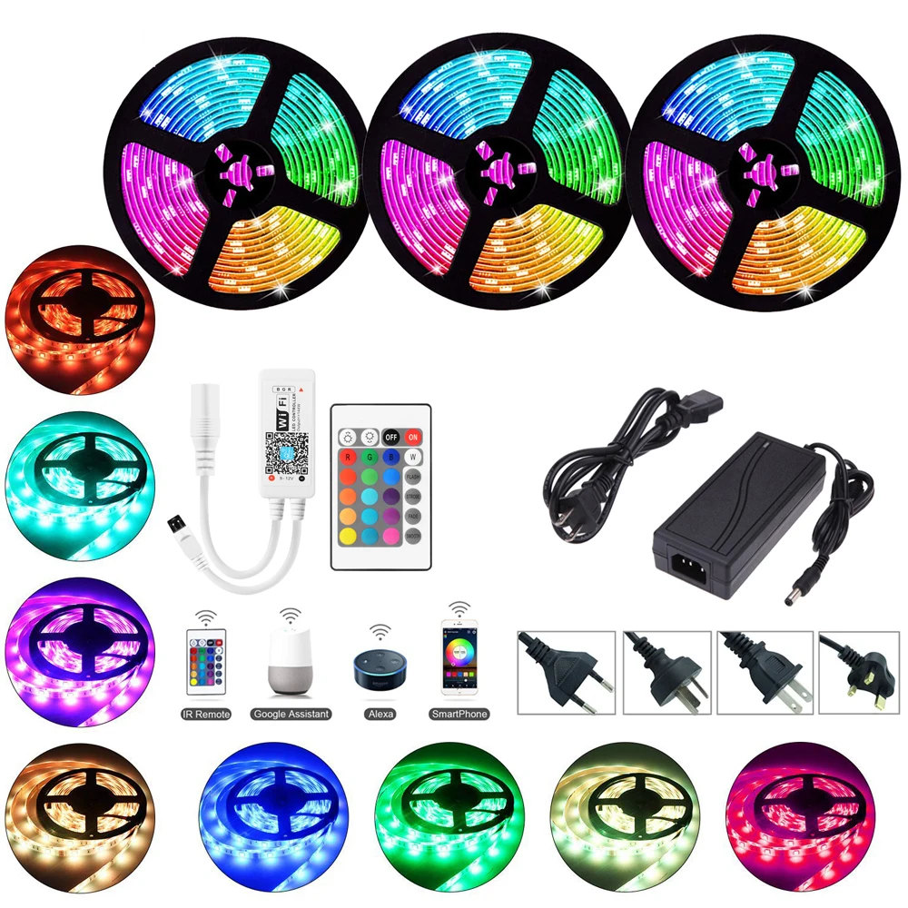 

Светодиодная rgb ленсветильник с Wi-Fi, 15/10/5/60 светодиодов/м, 12 В