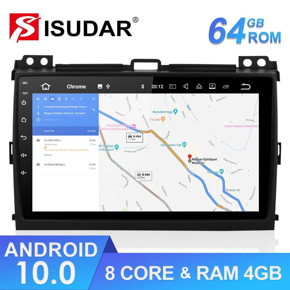 Автомагнитола Isudar 1 Din Android 10 DVD для Toyota/Prado 120 2004 2009 Автомобильный мультимедийный