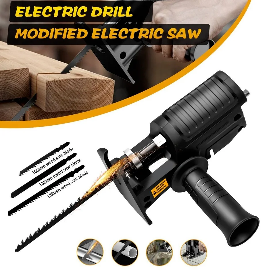 

WORKBRO Reciprocating Saw Adapter Electric Drill Modified Electric Saw Converter Woodworking Tool With Reciprocating Saw Blade