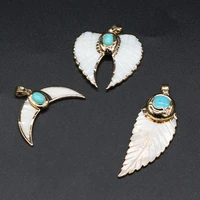 1pc natural stone golden plated pendant blue turquoises for jewelry making diy tribal earring necklace accessories