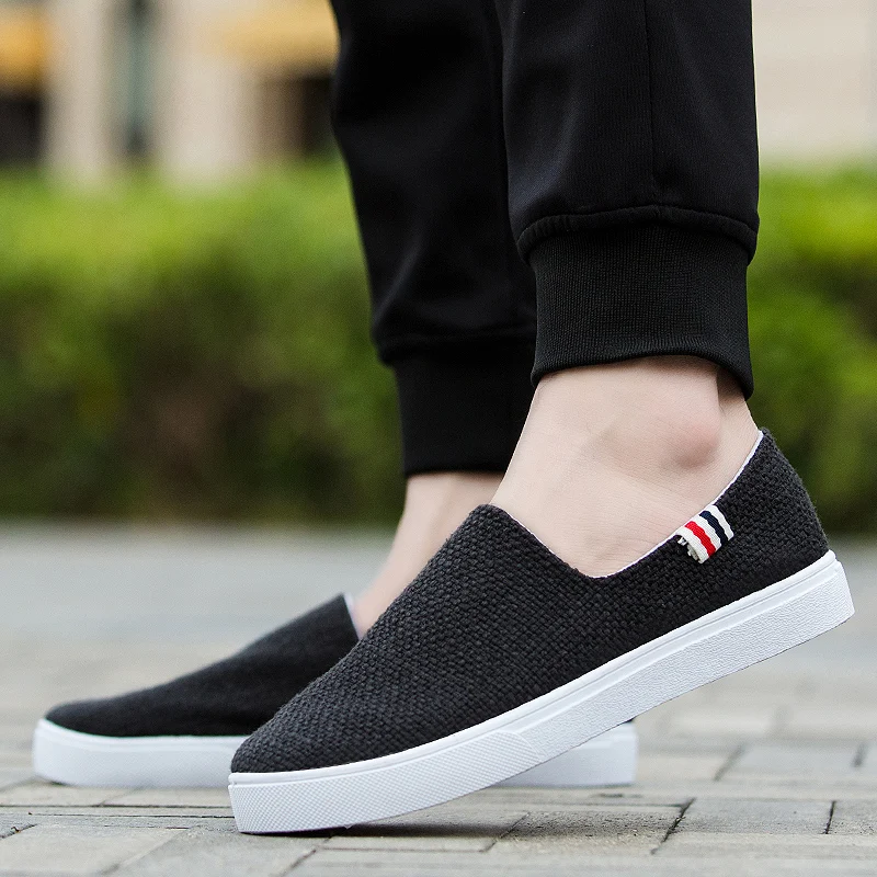 Linen Canvans Slip On Sneakers Men 2020 Spring Summer Shoes White Canvas Uomo Beige Black Sepatu Casual Pria | Обувь