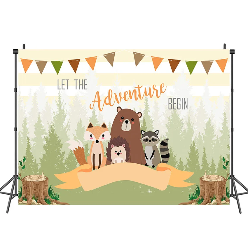 Мокасика детский душ фоны Let's Adventure фотографический фон лесной медведь